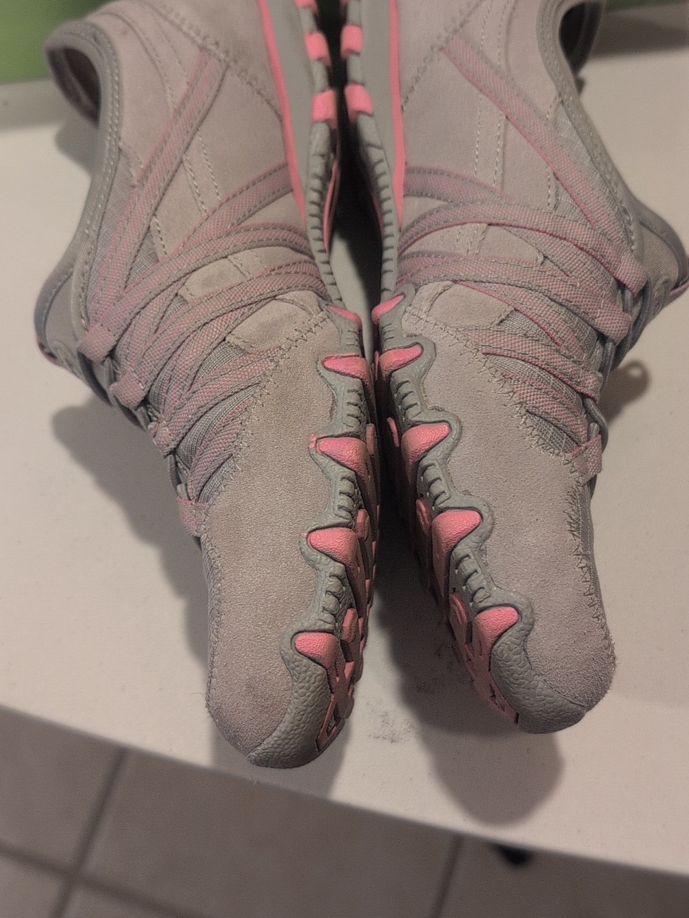 Skechers Women's Slip-On Sneakers in Gray and Pink - Picture 2 of 8